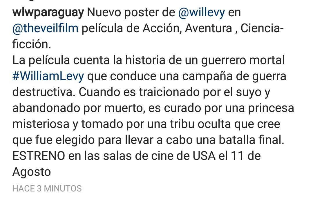 Nuevo poster de <a href="/willylevy29/">William Levy</a>  en <a href="/TheVeilFilm/">The Veil</a>  película de Acción, Aventura , Ciencia-ficción. #OrgullosasDeNuestroGuerreroDominion 😍❤❤