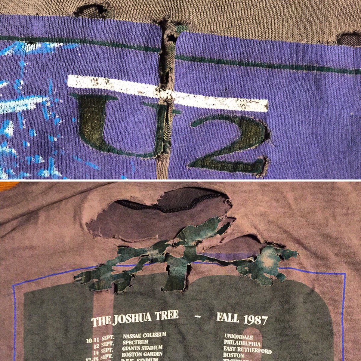 SeagirlX's tweet photo. Whew! Made it through another EXTREMELY gentle wash! I'm so happy! #u2 #u2tourfans #u2thejoshuatree2017 #u2vintagetshirt #u2vintageschwag https://t.co/zL1bjBmCP0