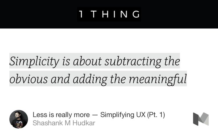 Mikhronaut's tweet photo. “Less is really more — Simplifying UX (Pt. 1)” by @ShashankMHudkar https://t.co/ZRHS4Cfs0N https://t.co/j1BYnvvTn0