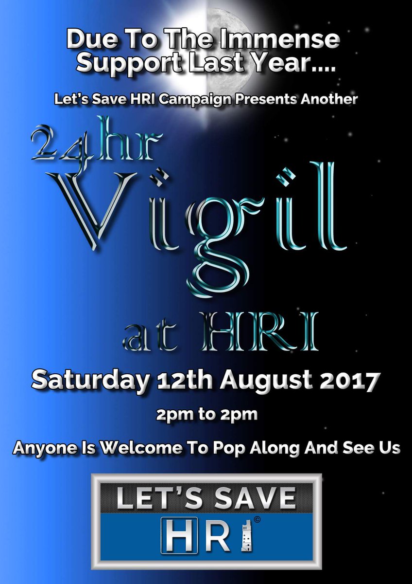 LetsSaveHRI's tweet photo. Yes we're doing it again!
Another 24 hour Vigil.  
Was an amazing experience last year.  Come and say hi or honk your horns!

#LetsSaveHRI https://t.co/0sDWxYWvt1