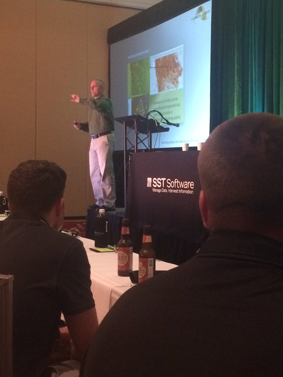 Proagrica's tweet photo. Dr Muth Sr. VP Analytics w/ Agsolver educating us on improving economic & enviro perf through precision bus. planning #SSTVision #InfoAg https://t.co/T0M6V6tt8W
