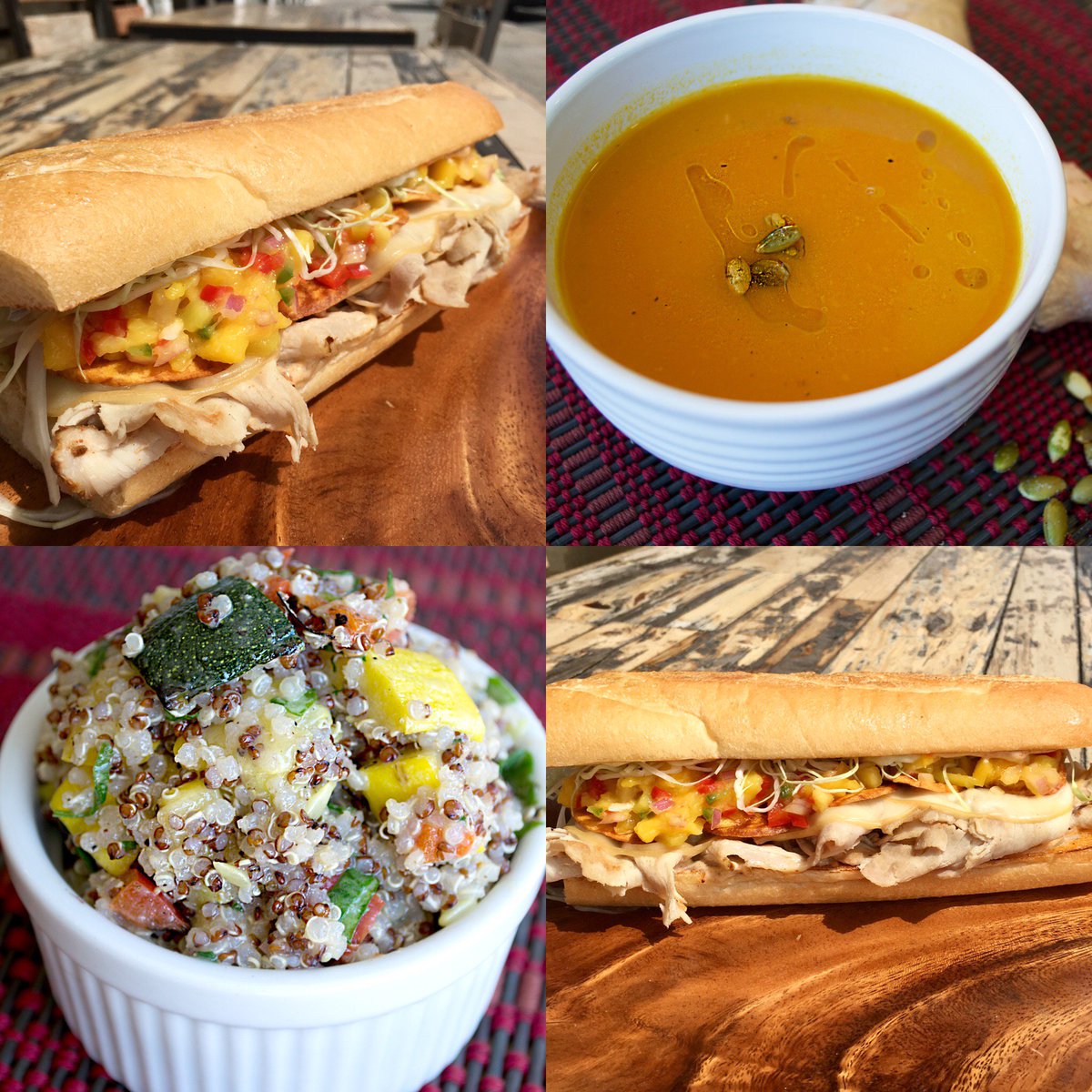 sodapopsla's tweet photo. Check out the ReMixto #special! With #carrot-ginger #soup, #veggie #quinoa #salad, and white #cheddar #chive  #chips! https://t.co/QLGeCcX5oA