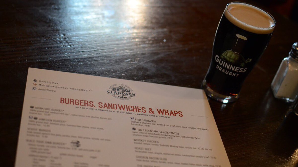Claddagh_CBus's tweet photo. Beers, burgers, sandwiches &amp; wraps — oh my! $3 drafts until 7pm, delicious eats all day. #brewerydistrict https://t.co/aJ0FUSLfxd