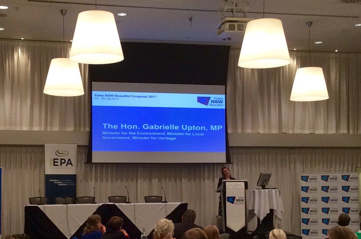 LGNSW's tweet photo. Minister @gabrielleupton addressing @knswb Congress 2017 @NSW_EPA #lesslitter2017 https://t.co/yH4ROf1e3e