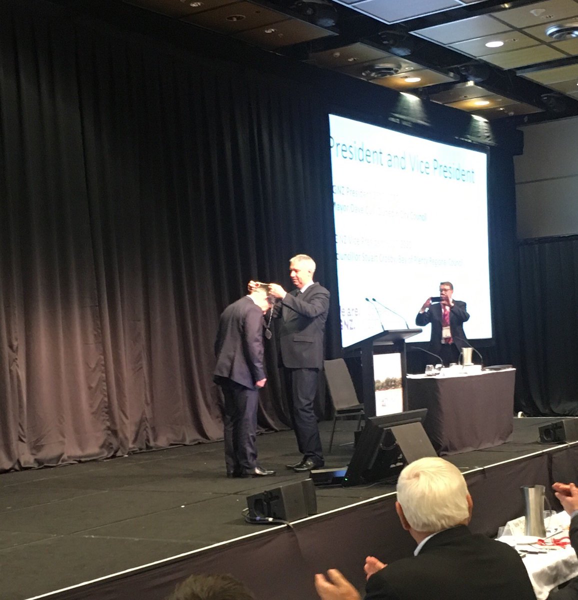 Dave receiving his chain of office as President of LGNZ