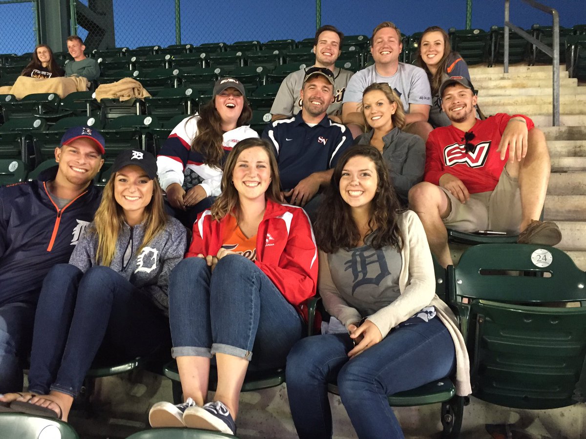 Jimmydsv's tweet photo. SVSU alumni making a difference at Tiger game - Red Pride https://t.co/HXNSm0ccwo