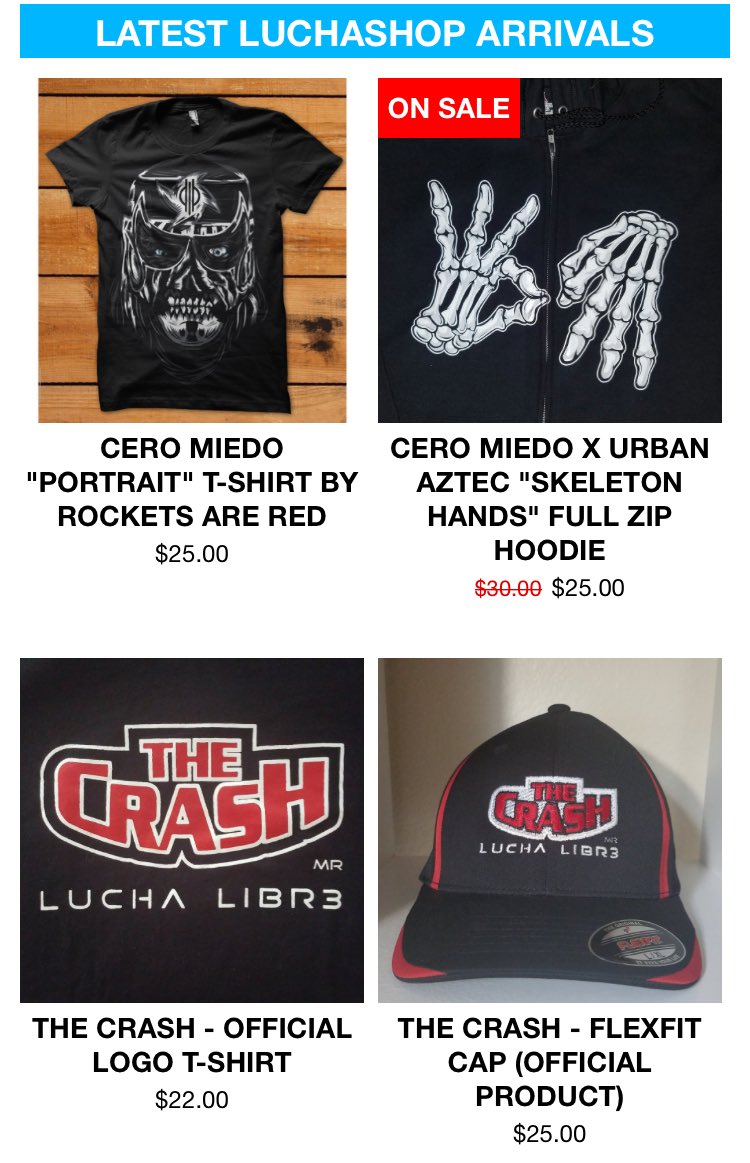LuchaShopMerch's tweet photo. BACK IN STOCK! 4 super 🔥🔥🔥🔥 in-demand &amp; previously sold out items! FINAL chance on Penta Portrait silkscreen tee. https://t.co/giPIkPRqHc https://t.co/v8QlpXaiQi