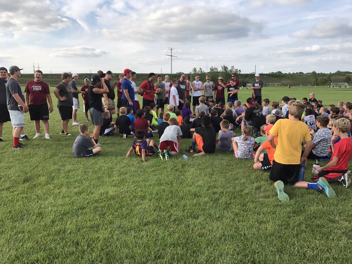 spurrlyman's tweet photo. @Crimsonfootball @mgyfa @lombocrimson 3rd grade through 6th grade camp started today. #crimsonfamily #nevergiveup #playwithenergy https://t.co/aS6DF3pFM8