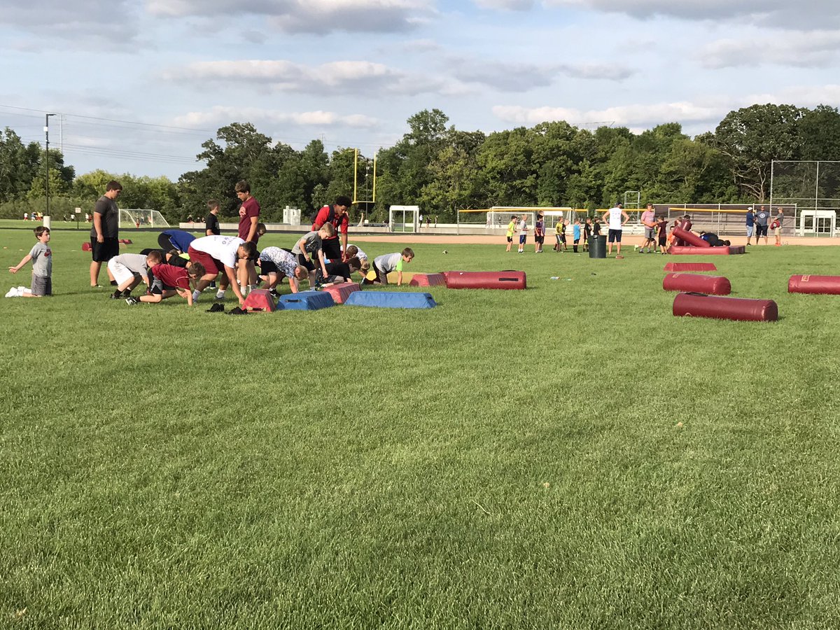 spurrlyman's tweet photo. @Crimsonfootball @mgyfa @lombocrimson 3rd grade through 6th grade camp started today. #crimsonfamily #nevergiveup #playwithenergy https://t.co/aS6DF3pFM8