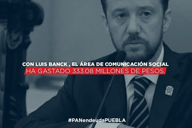 mayrusmayrus7's tweet photo. En el área de comunicación social @LuisBanck ha gastado 333.08 millones de pesos #PANendeudaPUEBLA @pueblapreciosa @35mmpue @angulosiete https://t.co/agVR6klB5e