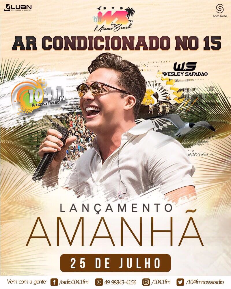 104fmnossaradio's tweet photo. Amanhã tem lançamento na @104fmnossaradio! Ar condicionado no 15 - @WesleySafadao! 📻🎶#wesleysafadao #VaiSafadão https://t.co/TIgyezJ5Uu