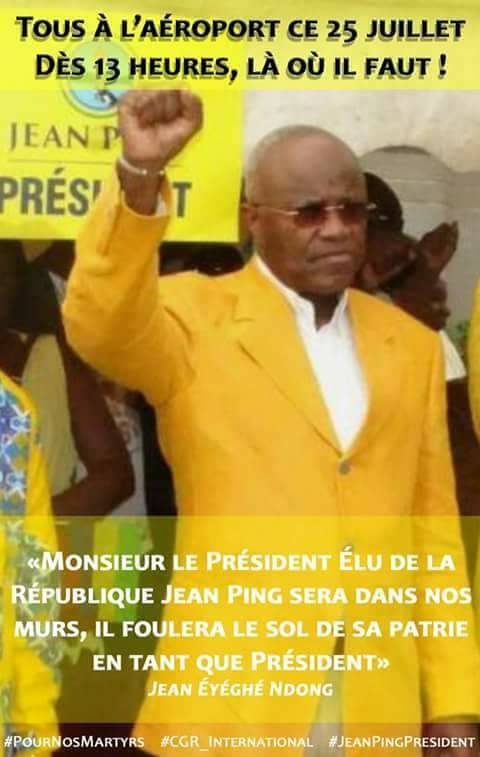 #Gabon : Mettons un terme à l'imposture. Venons nombreux accueillir le président de la république gabonaise Jean Ping. #FJ