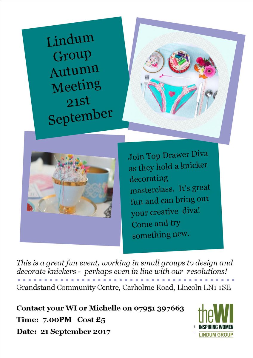 We're so excited to have <a href="/topdrawerdiva/">Vicki & Clare</a> join us for our September meeting! #knickers #lindumwi Not WI? Not a problem, come along as a guest