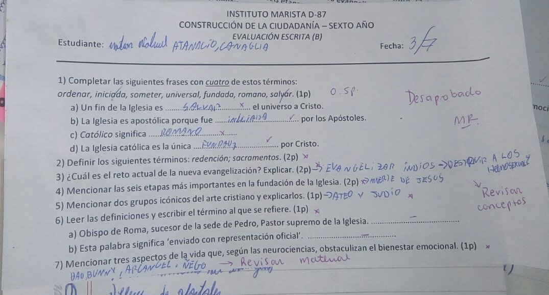 Cuando te toman prueba de catequesis y no estudias ..
