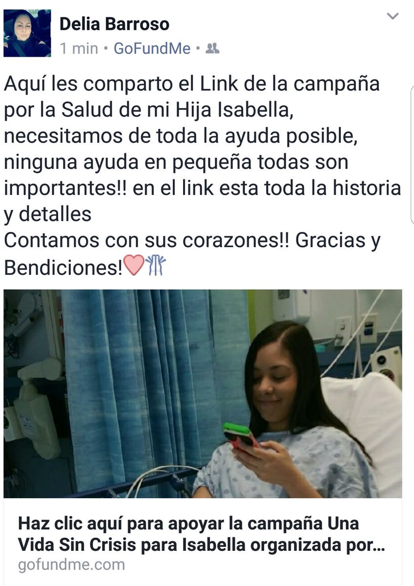 DeliaBarroso's tweet photo. Aca les comparto el link de la campaña por la salud de mi hija Necesitamos su ayuda!! https://t.co/VOfFPsTbHm https://t.co/RyuIwNS3NB https://t.co/noIm4Kn1n8