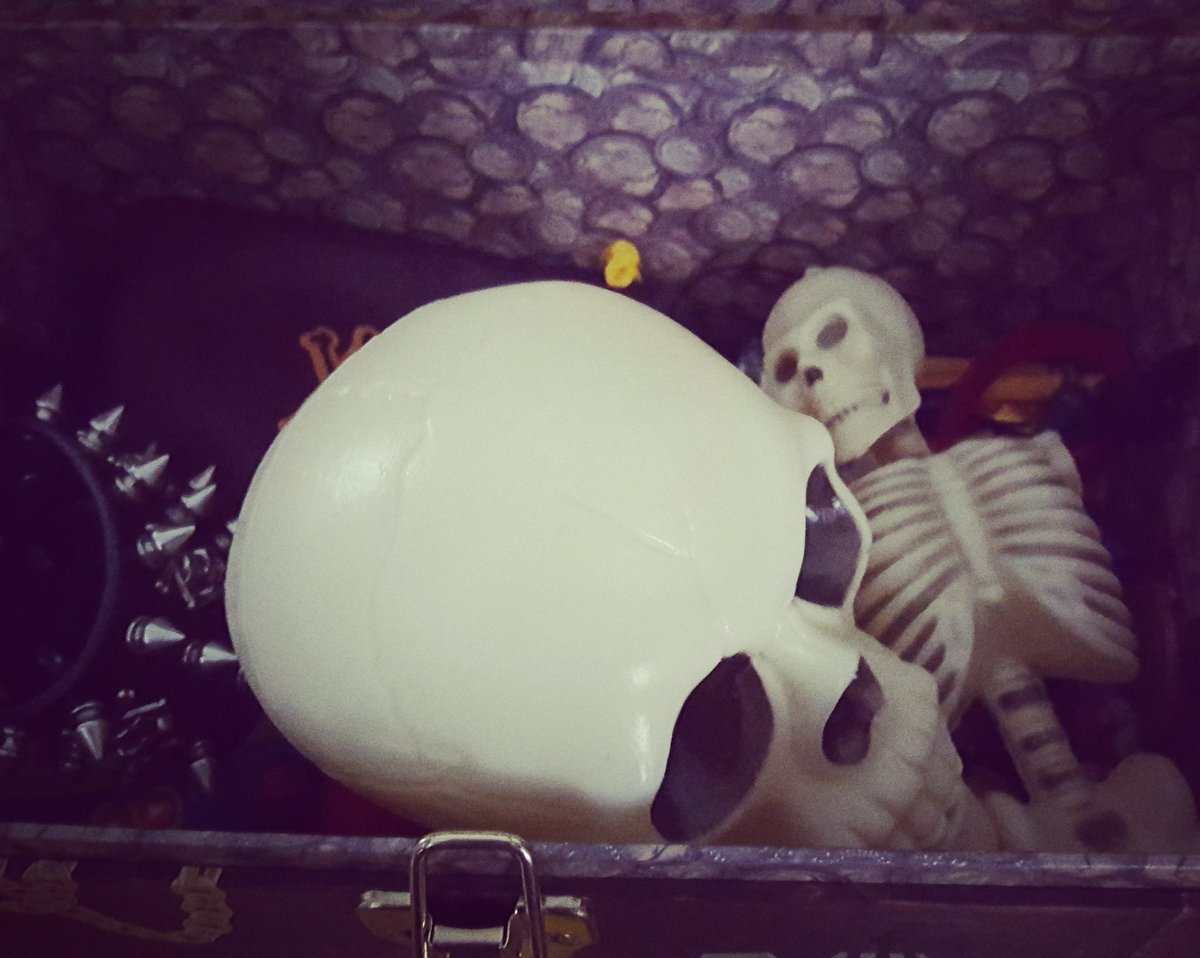 EricaCantReach's tweet photo. Because every kid has a treasure chest with a skull and skeleton in it, right? #BoyMom #CreepyKids #FutureForensicScientists https://t.co/mCnZpR2NXt
