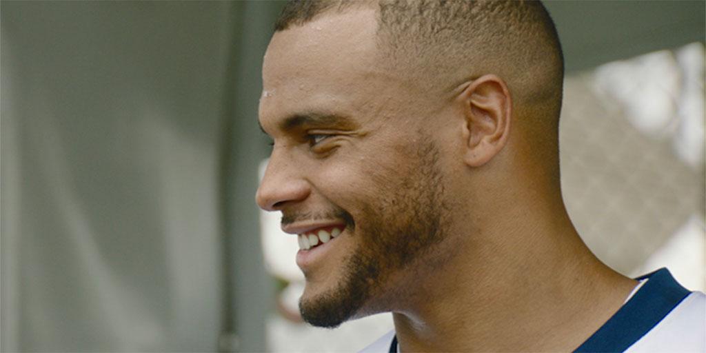 dallascowboys's tweet photo. Before the start of the 1st practice Dak Prescott held his first press conference of #CowboysCamp 

https://t.co/8dOiVpFsxK https://t.co/5Gs0kN76iY