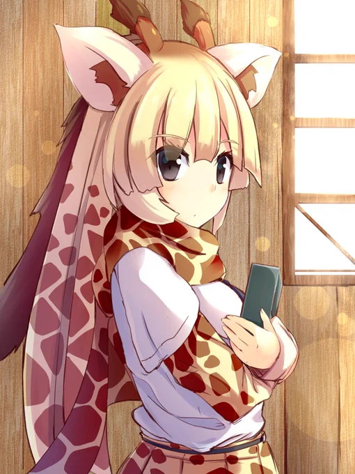 朝のアミメキリンちゃん落描き 