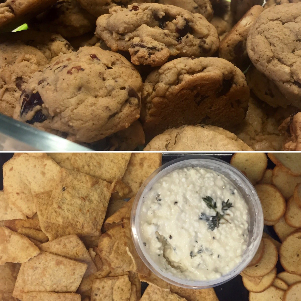 BipartisanBaker's tweet photo. Snacks up! Hazelnut chocolate chip 🍪s &amp; @MelanieLisa's horseradish cottage cheese dip at #WomenWhoCodeDC algorithms https://t.co/xbquq6fvUA