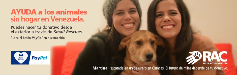 Contamos contigo para seguir ayudando a los animales en #Venezuela. Si estás fuera, dona a través de #PayPal