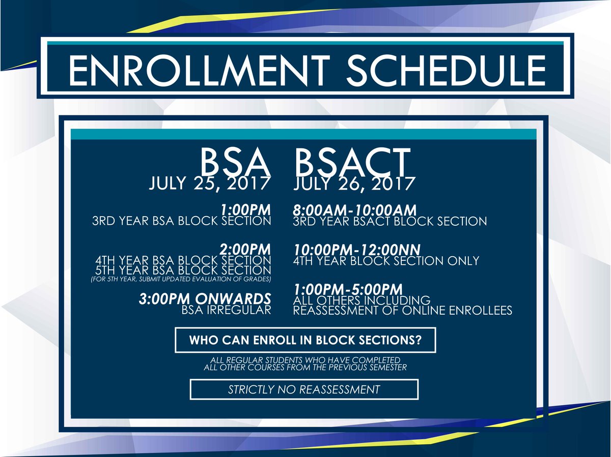 TSUJPIA's tweet photo. ANNOUNCEMENT!
Here is the enrolmet schedule, process, floor plan and reminders.

#ASSISTEDENROLMENT2017 https://t.co/Ud0UFHgOa2