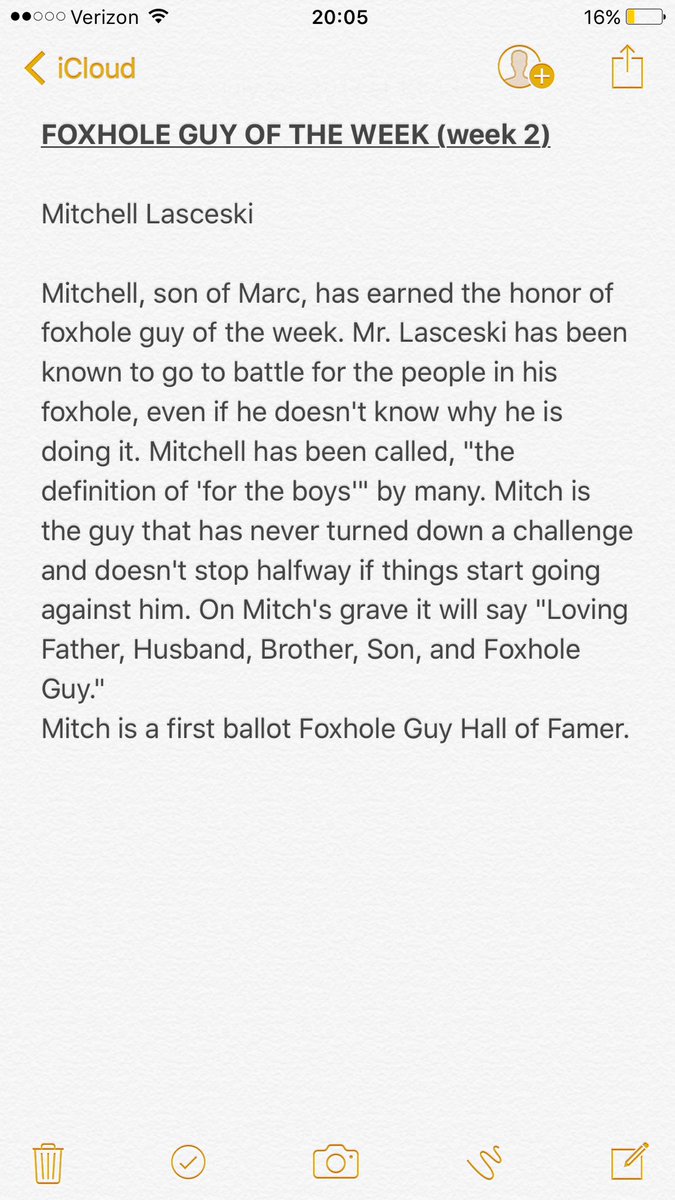 A new week is upon us, that means another Foxhole Guy of the Week™, Congrats @MLasceski and keep up the good work #FoxholeGuy #HandyManMitch