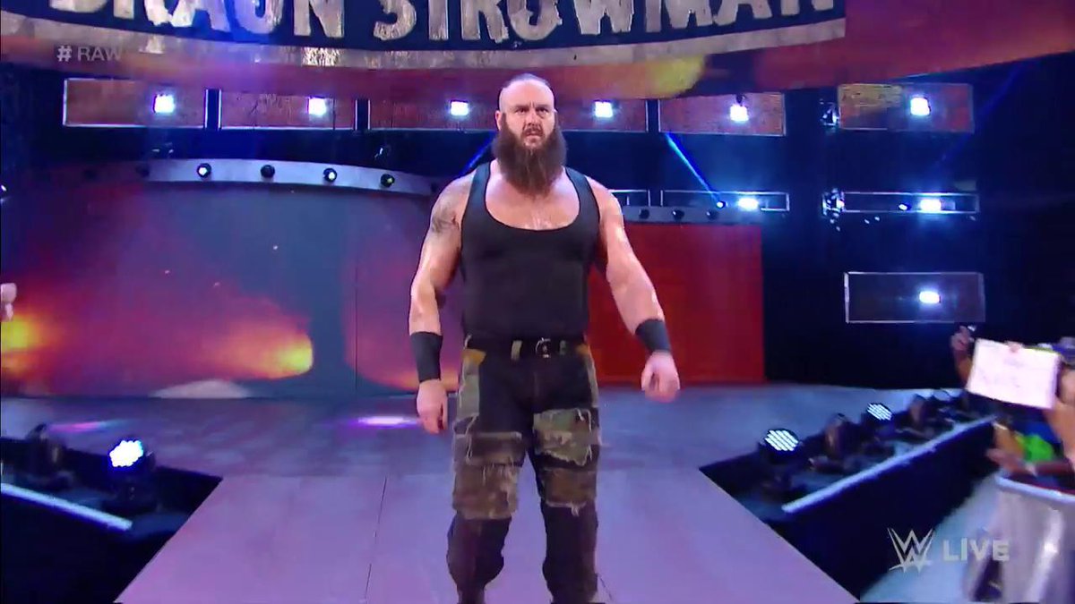 WWE's tweet photo. "At @SummerSlam, @BrockLesnar is going to face--"
Not so fast, @RealKurtAngle... HERE COMES @BraunStrowman! #RAW https://t.co/zxB6ntr39B