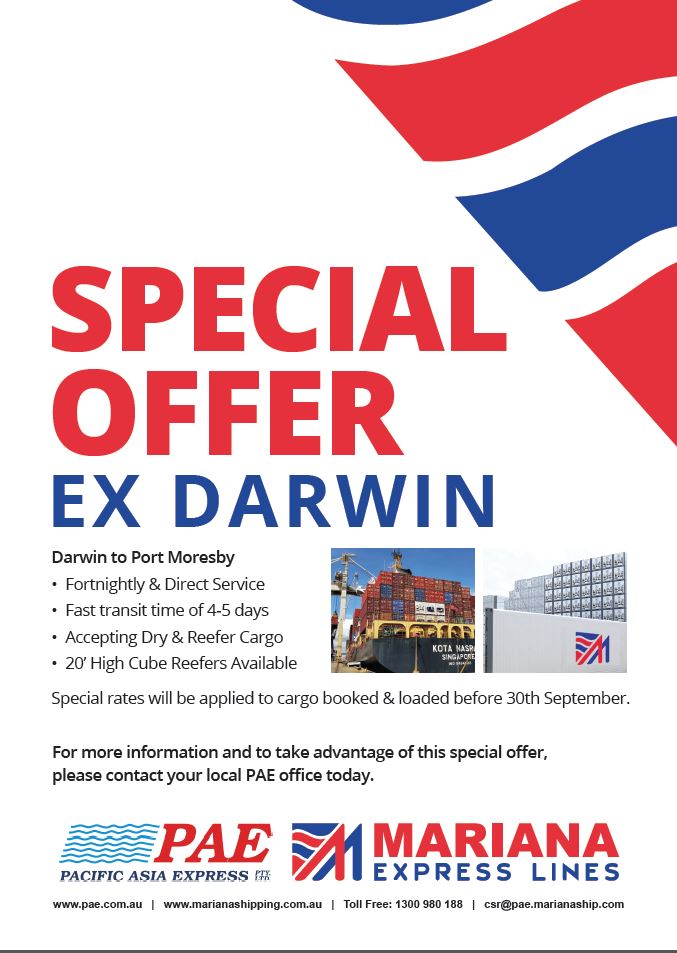 SPECIAL OFFER: Darwin to Port Moresby 
Contact us today for more information #darwinport #darwin #darwinshipping