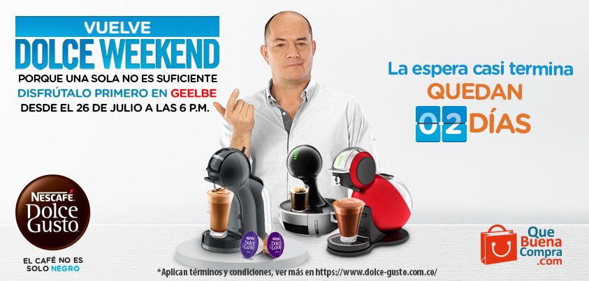 QueBuenaCompra's tweet photo. ¡Vuelve #DolceWeekend con toda y en #QuéBuenaCompra no queremos que te pierdas esta súper oferta! ¡Quedan 2 días! https://t.co/YKx2claxRh