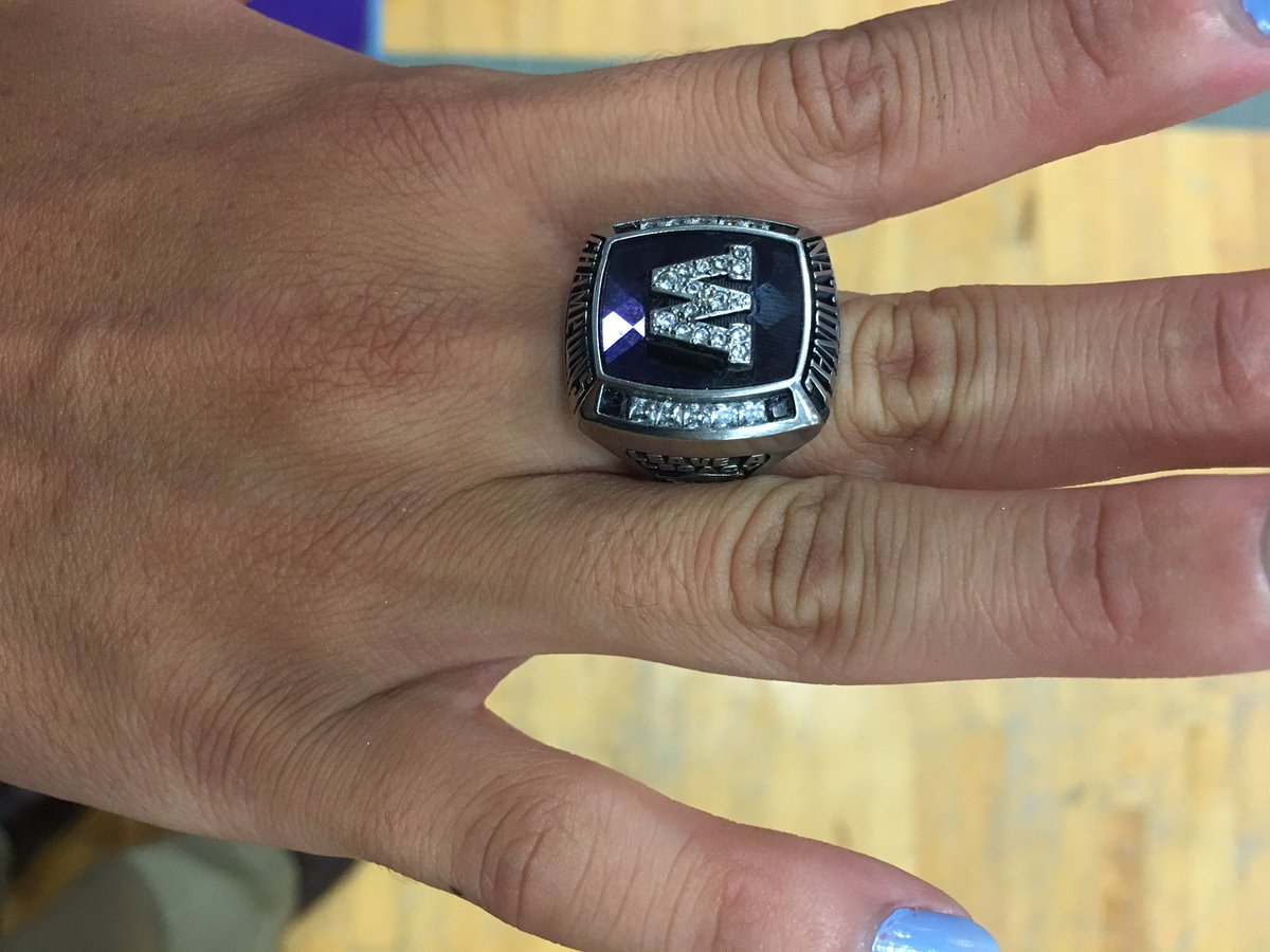 UWWAthletics's tweet photo. .@UWWGymnastics received their national championship rings in a special ceremony in front of youth gymnastics campers this evening. 💍💍💍💍 https://t.co/ZgktKUcyBP