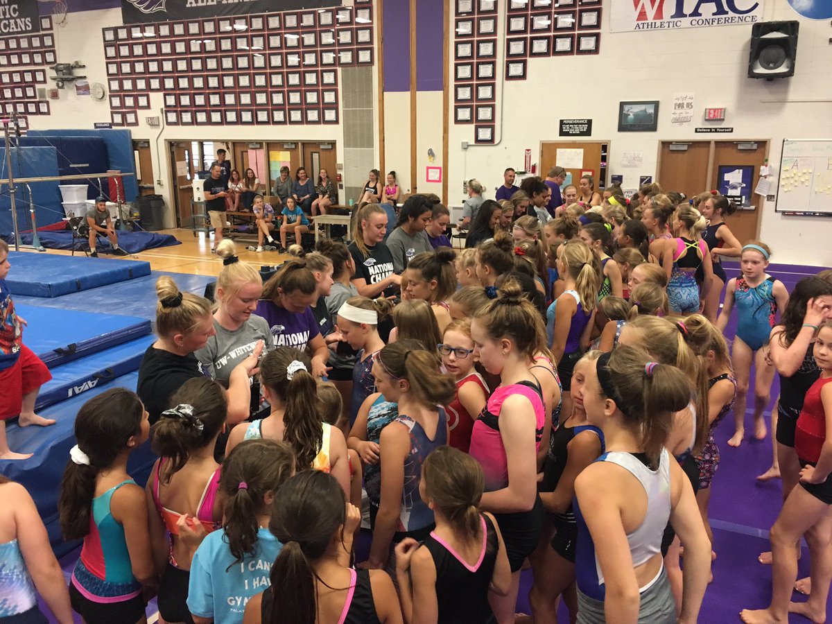 UWWAthletics's tweet photo. .@UWWGymnastics received their national championship rings in a special ceremony in front of youth gymnastics campers this evening. 💍💍💍💍 https://t.co/ZgktKUcyBP
