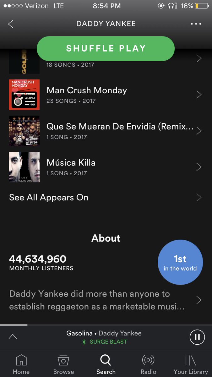 BeMy_VaIentine's tweet photo. Somebody please explain to me how Daddy Yankee is the number one streamed artist on Spotify https://t.co/rR5JS7u7Lv