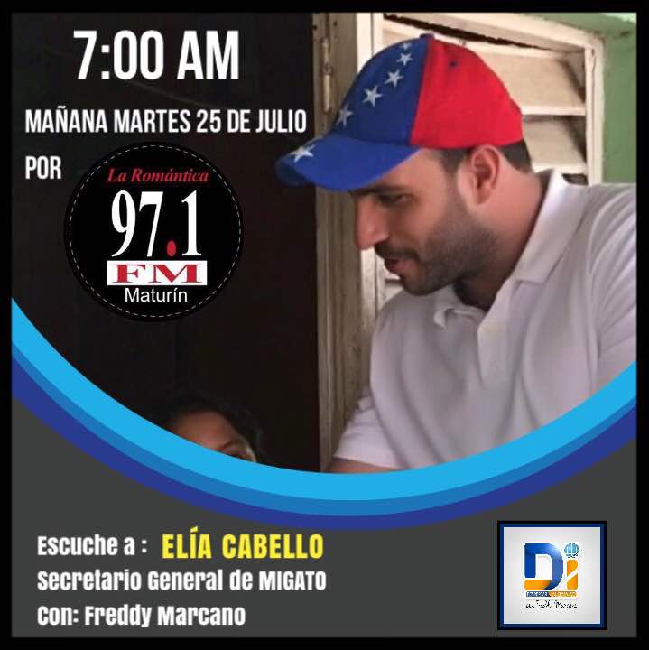 Sintoniza mañana a las 7:00 am la 97.1 FM y escucha a nuestro Sec. General de #MIGATO <a href="/EliaCabello1/">Elía Cabello</a> #Maturin #Monagas