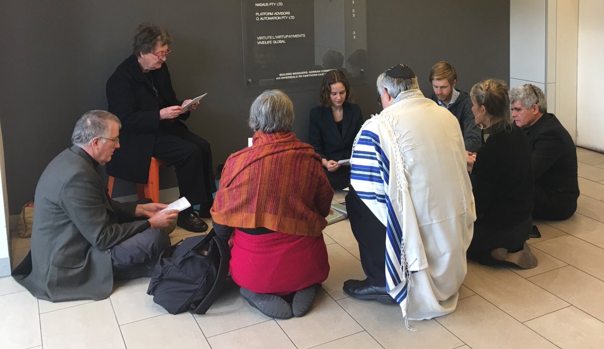 jarrodmckenna's tweet photo. Rabbis, nuns and priests occupying @JoshFrydenberg office demanding #stopAdani & moral response on climate. #PowerShift2017 https://t.co/rU8HO1lSvD