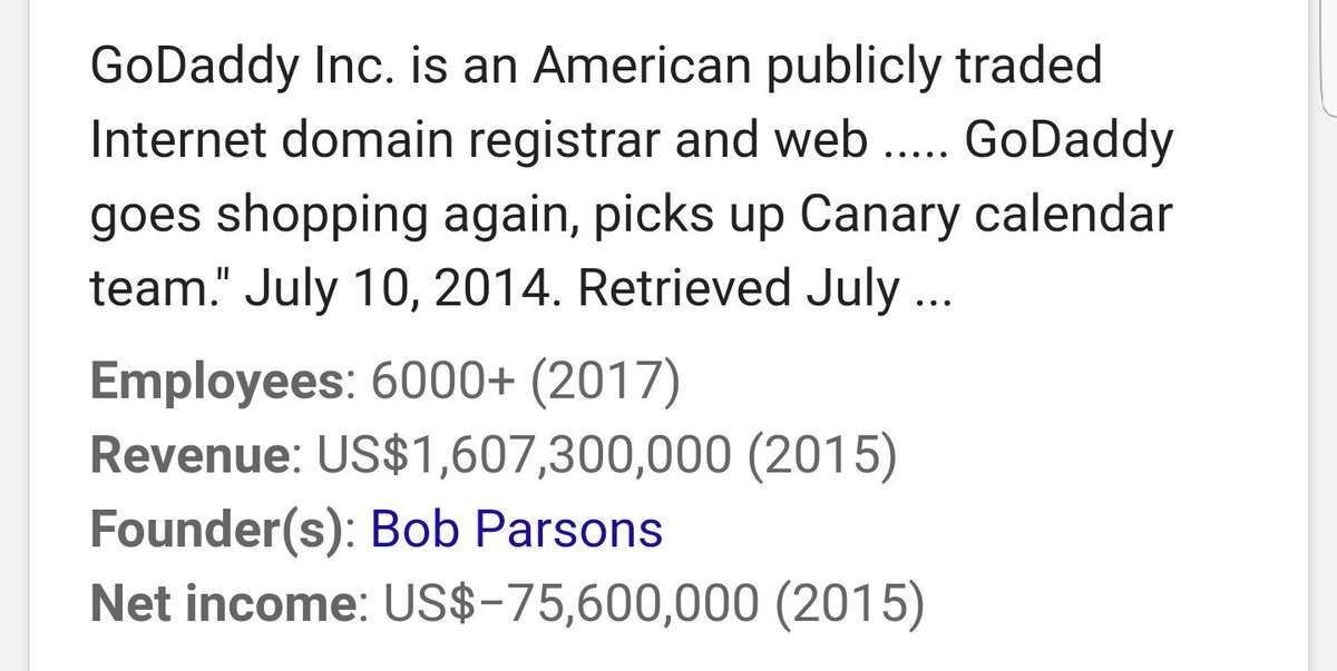 Making 1.6 Billion, over 75 Million in profits &amp; with over 6 thousand employees <a href="/GoDaddyHelp/">GoDaddy Help</a> is telling me to be out of business for 24 hrs