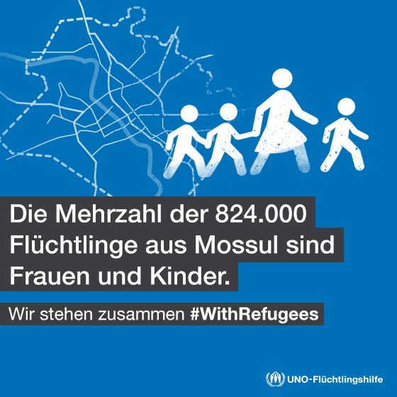 unoflucht's tweet photo. #Fakt:  Mehr als 800.000 Geflüchtete in #Mossul - die meisten sind Frauen und Kinder. #withrefugees #solidarität https://t.co/cm8U4LCKCN