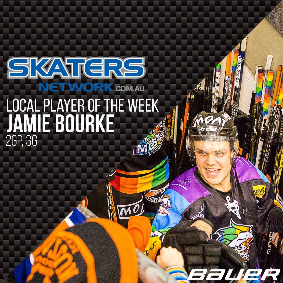 AIHL's tweet photo. CongratsJamie Bourke @Mustangs_Hockey #SkatersNetwork #AIHL Local player of the week
#BAUER #SUPREME1S
#AIHL #PRIDEROUND https://t.co/2K3yFmtItt