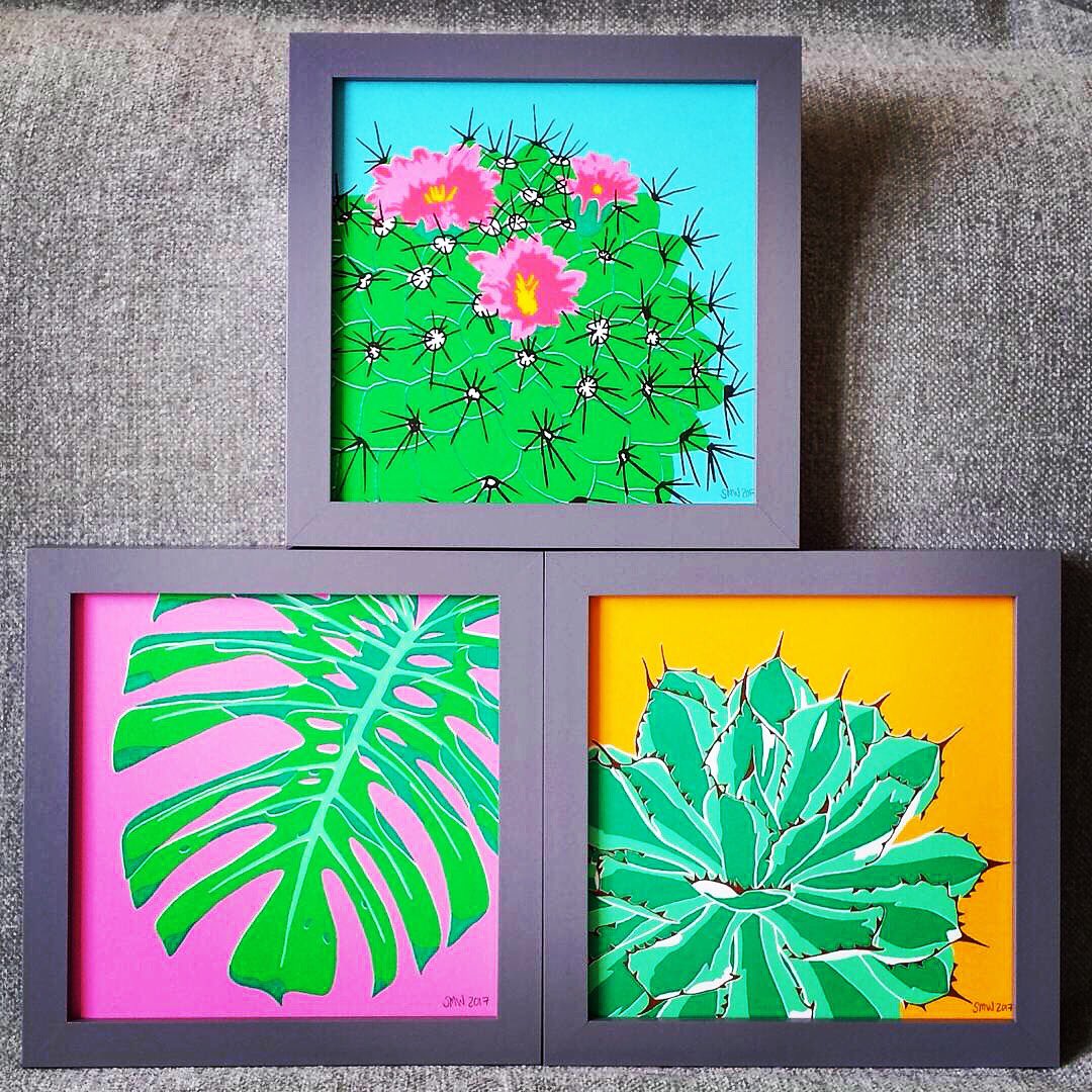 AwesOme cactuS screen prints by the super talented <a href="/sandiemunro/">Sandie</a> 🌵pOp in to see her full range of colourful designs #screenprint #design 🌟
