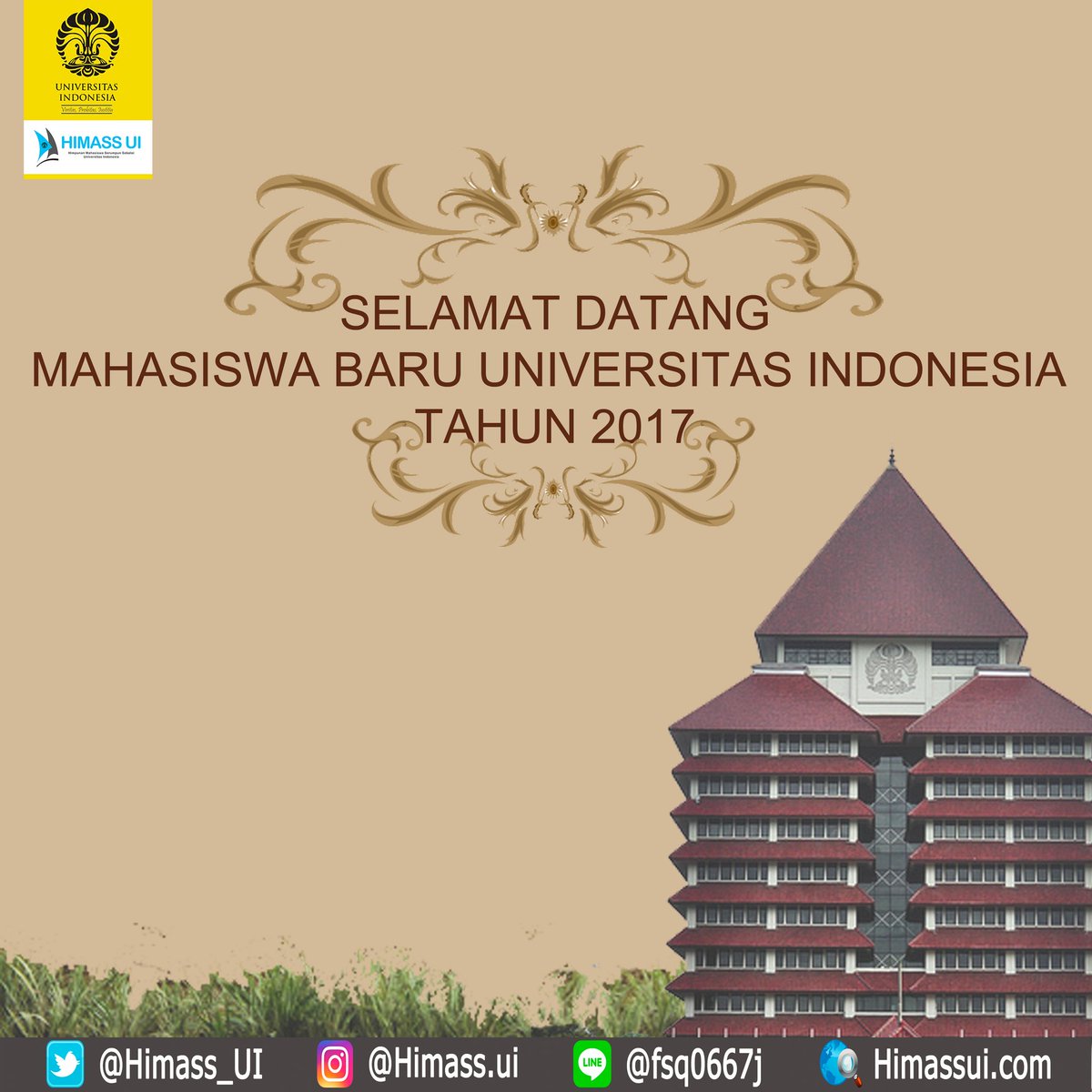 Himass_UI's tweet photo. [SELAMAT DATANG]

Himass UI mengucapkan selamat datang mahasiswa baru Universitas Indonesia https://t.co/KRurNLH8Ea