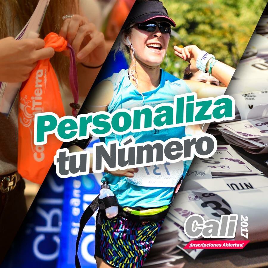 CorreMiTierra's tweet photo. ¡Inscríbete Ahora! aprovecha la oportunidad de personalizar tu Número con tu nombre, Corre Mi Tierra CALI 2017. Válido hasta el 15 de Agosto https://t.co/ONa49CZ8I2