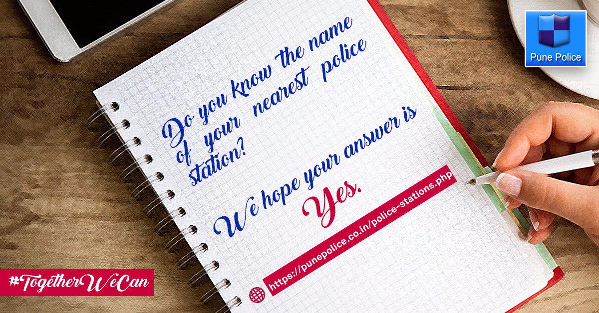 Knowing details of the nearest police station helps in quickest support. Check here : punepolice.co.in/police-station…  #TogetherWeCan