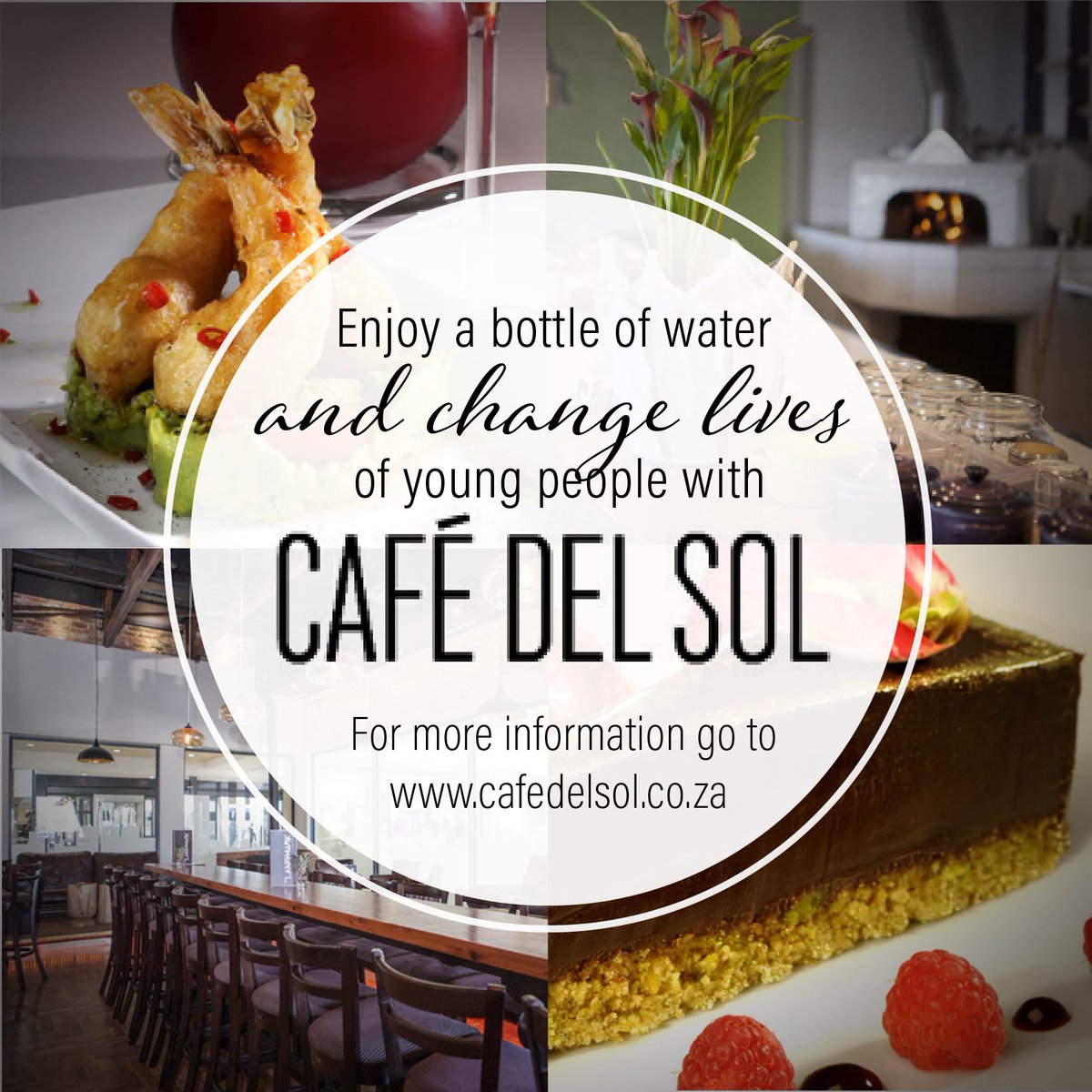 AfrikaTikkun's tweet photo. Enjoy a Bottle of water and change lives of young people with Café del Sol.
For more information go to
#MakeADif … https://t.co/h57heidlbz https://t.co/lmuPM9hZdv