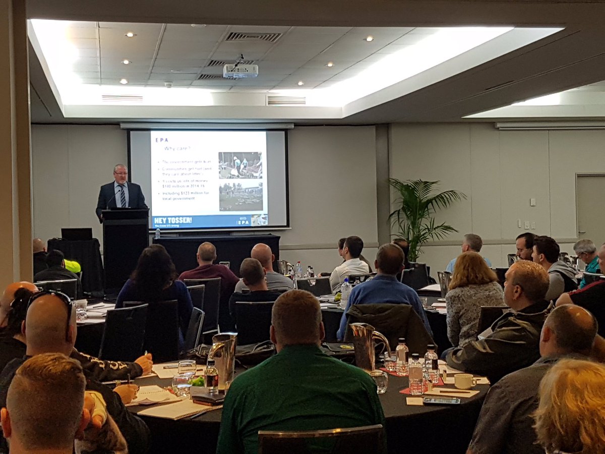 NSW_EPA's tweet photo. Steve Beaman @NSW_EPA speaking at Institute of Local Govt Rangers Wkshop. Litter enforcement increases public awareness #heytosser @lgnsw https://t.co/YDLb4Fg46d