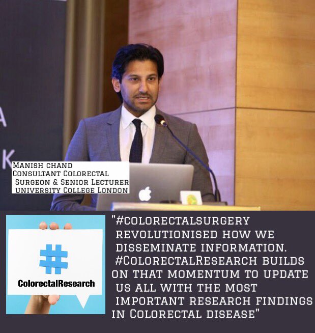<a href="/ManishChandSurg/">Manish Chand FRCS PhD MBA</a> explains the evolution of #colorectalresearch from the #colorectalsurgery #SoMe revolution - building momentum!