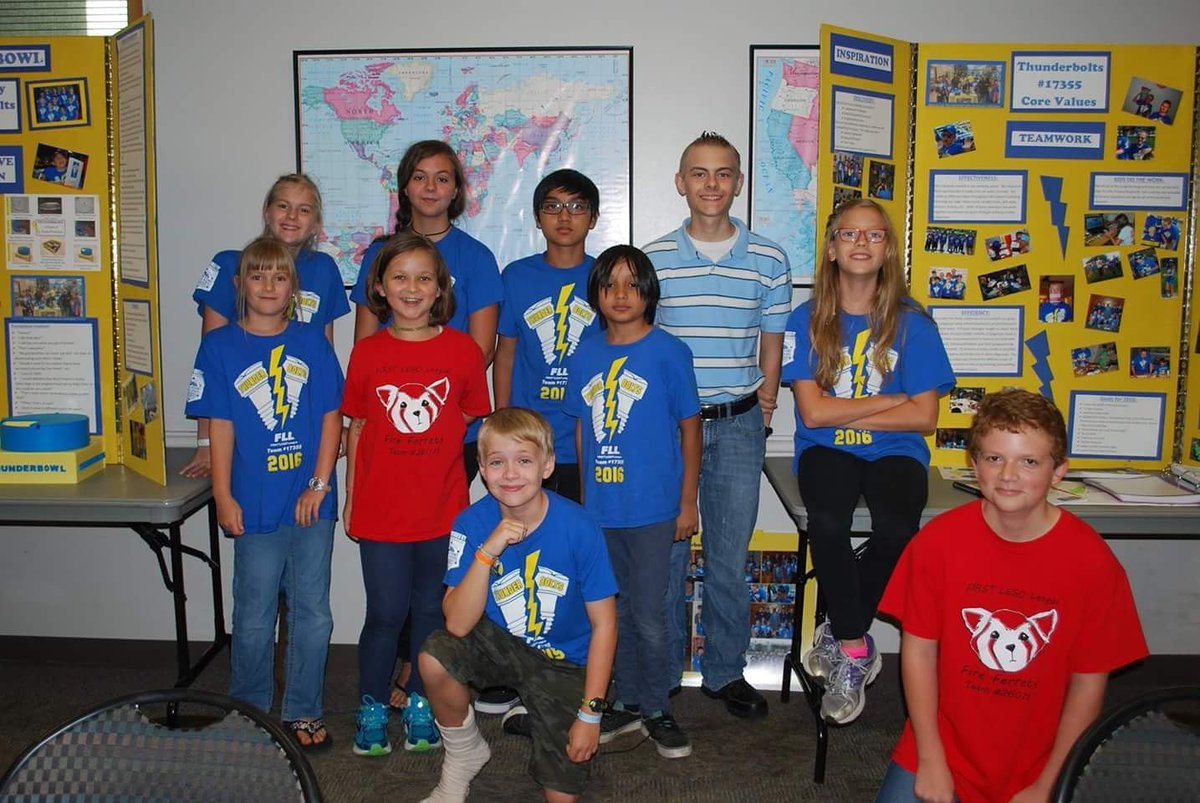 FLLThunderbolts's tweet photo. We joined forces with Fire Ferrets and Error404to present a class on How to Get Started in FLL. Great job presenting! #firstfll #fll https://t.co/TLycbdlskp