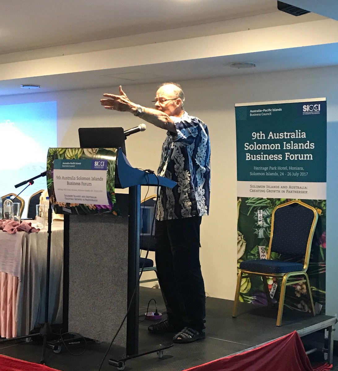 AustraliaPIBC's tweet photo. Dr Dan Etherington AM, Founder of #KokonutPacific on the odyssey, experimentation, joint ventures, risk and #socialenterprise #9ASIBF https://t.co/osawIXIzPd