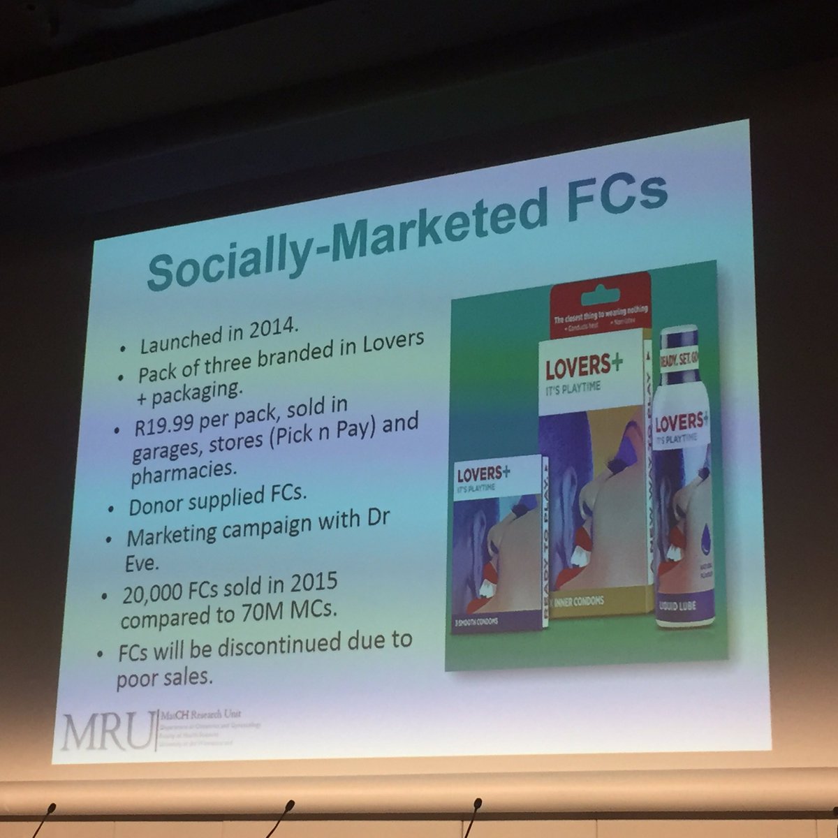 HIVpxresearch's tweet photo. Social Marketing of Female Condom in South Africa to be discontinued #IAS2017 https://t.co/zcLe8tu1cn
