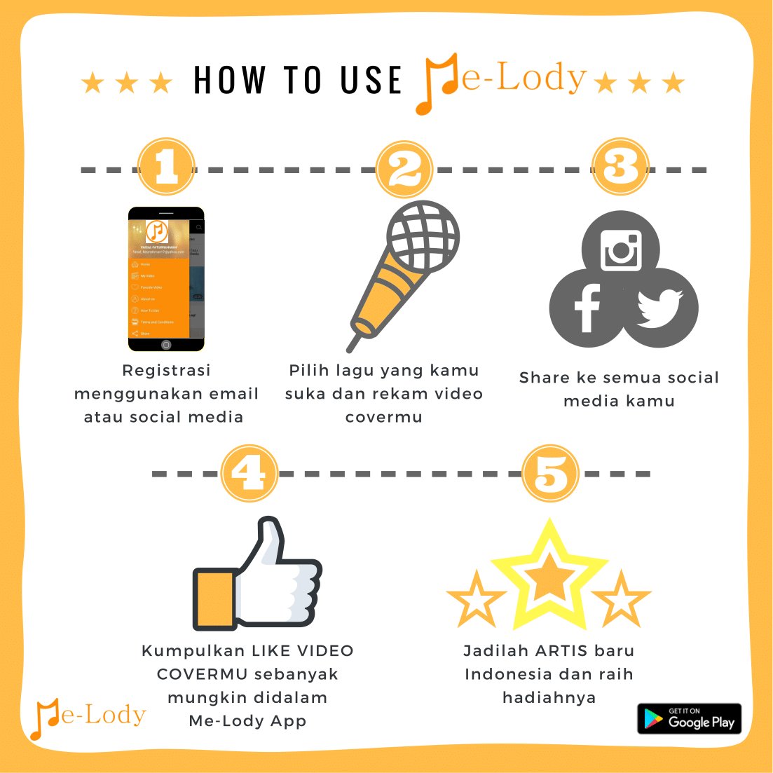 Siapa yang gatau atau masih bingung gimana cara cover lagu di aplikasi Me-Lody? Nih mimin kasih tau step stepnya. Ditunggu cover kerennya ya