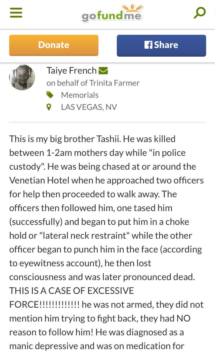 VegasTrollop's tweet photo. RT! This is shameful @LVMPD. The GoFundMe for #kennethlopera, cop who killed #TashiiBrown versus GoFundMe for funeral costs @NVCopBlock https://t.co/wO4E7DTgZC