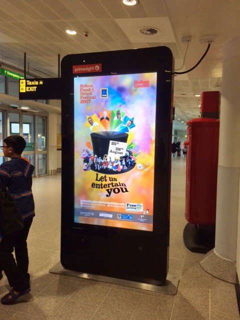 Here's a powerful Digital Ad for <a href="/boltoncouncil/">Bolton Council</a> Food &amp; Drink Festival at Manchester Airport...